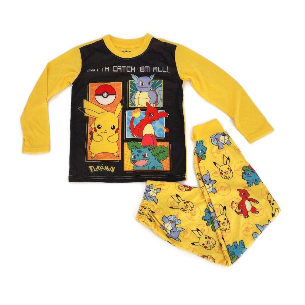 Pokemon Pikachu boys long sleeve pajamas set, 2-pieces, sizes 4-5